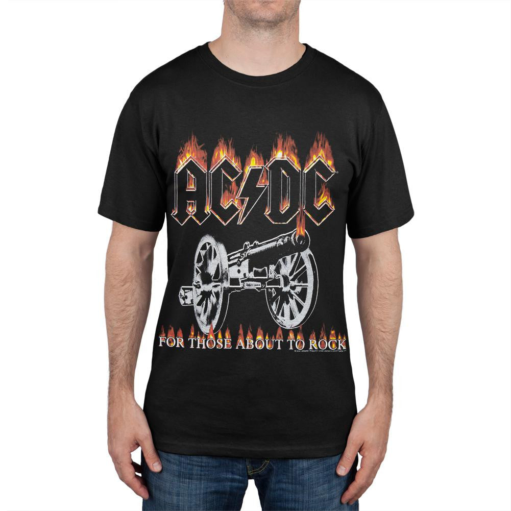 AC/DC - Flaming For Those About To Rock T-Shirt Men's T-Shirts AC/DC MD Black