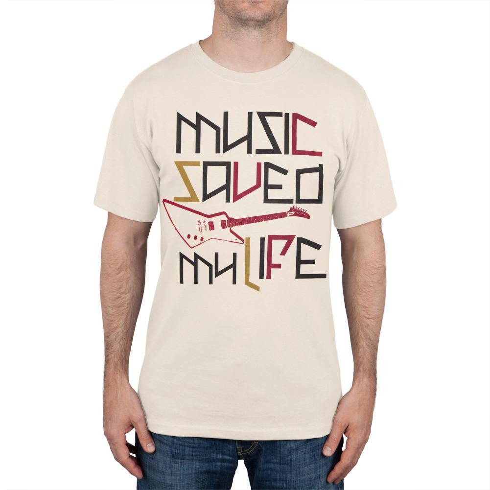 Music Saved My Life T-Shirt Men's T-Shirts Rock 'N Roll LG Off-White