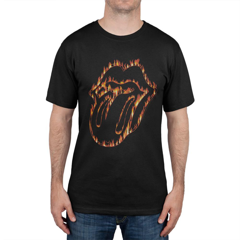 Rolling Stones - Flaming Tongue T-Shirt Men's T-Shirts Rolling Stones SM Black