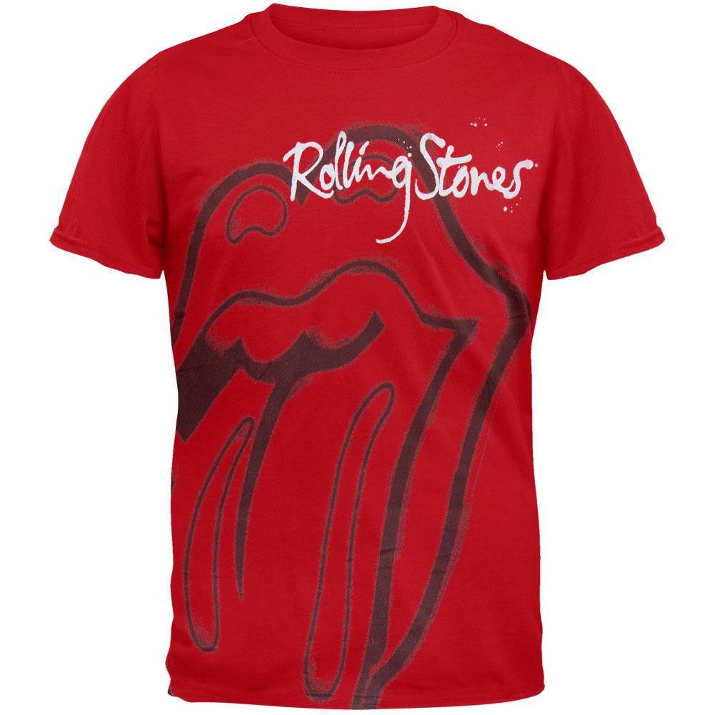 Rolling Stones - Large Spraypaint Tongue T-Shirt Men's T-Shirts Rolling Stones SM Red