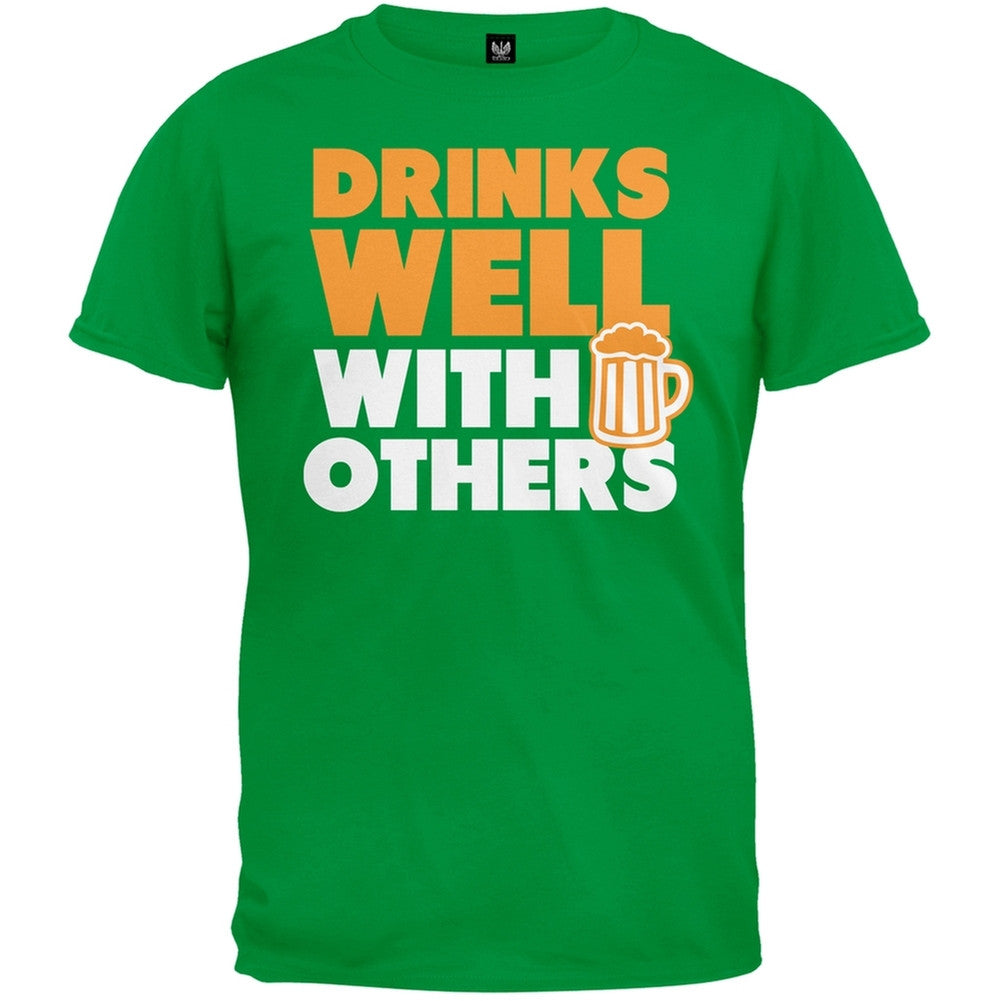 Drinks Well With Others T-Shirt Men's T-Shirts Old Glory SM Green