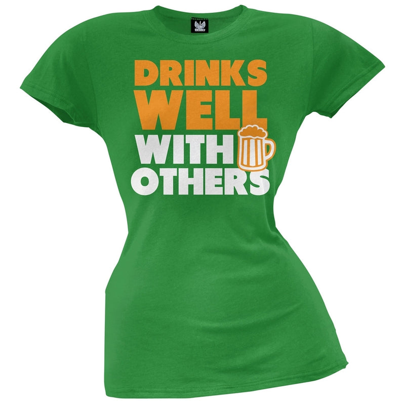 St. Patricks Day - Well With Others Juniors Raw Edge T Shirt Juniors T-Shirts Old Glory