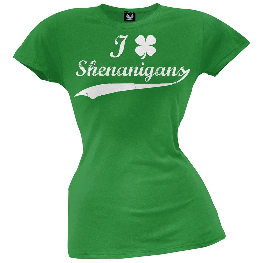 St. Patricks Day - Shamrock Shenanigans Juniors T-Shirt Juniors T-Shirts Old Glory