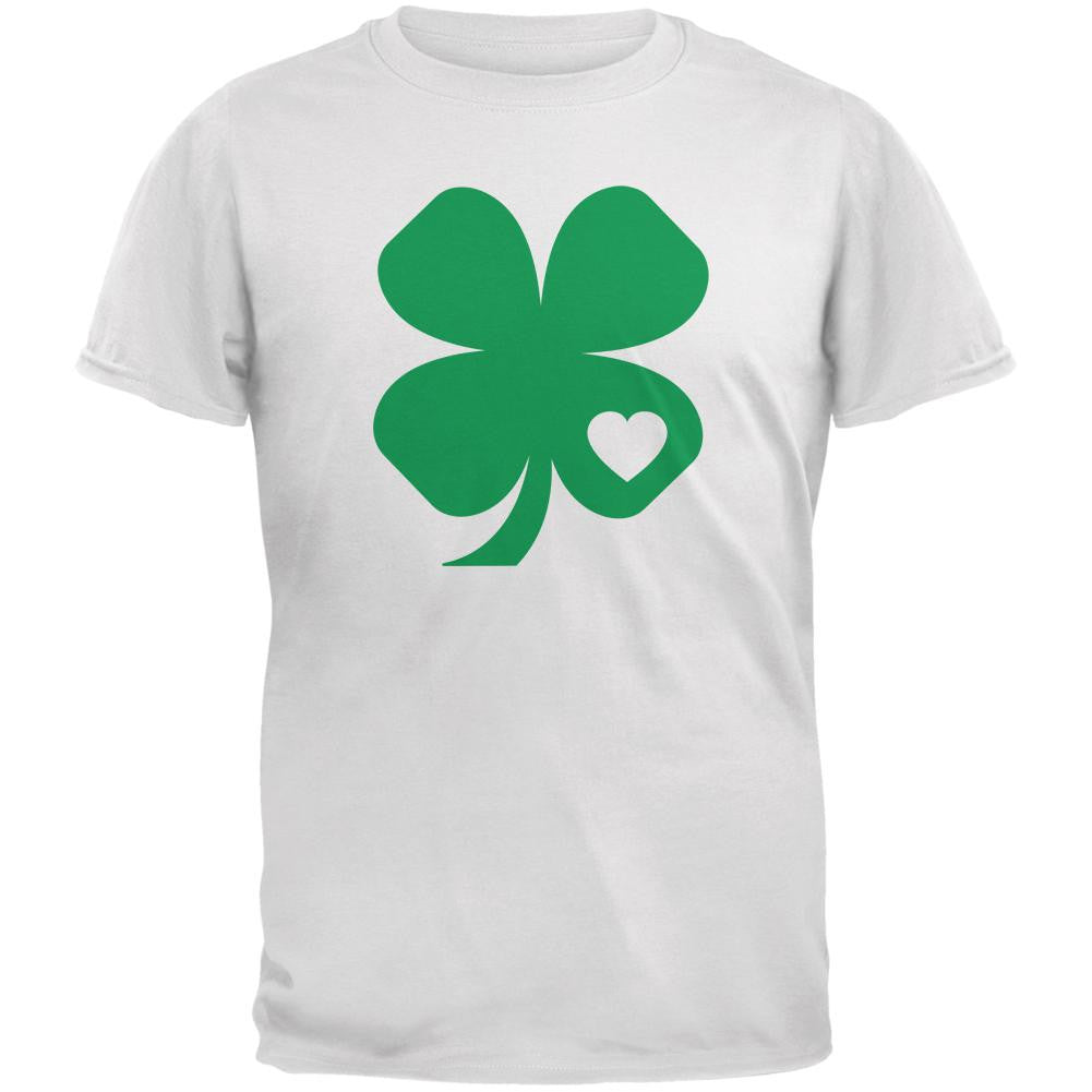 St. Patricks Day - Shamrock Heart White Adult T-Shirt Men's T-Shirts Old Glory