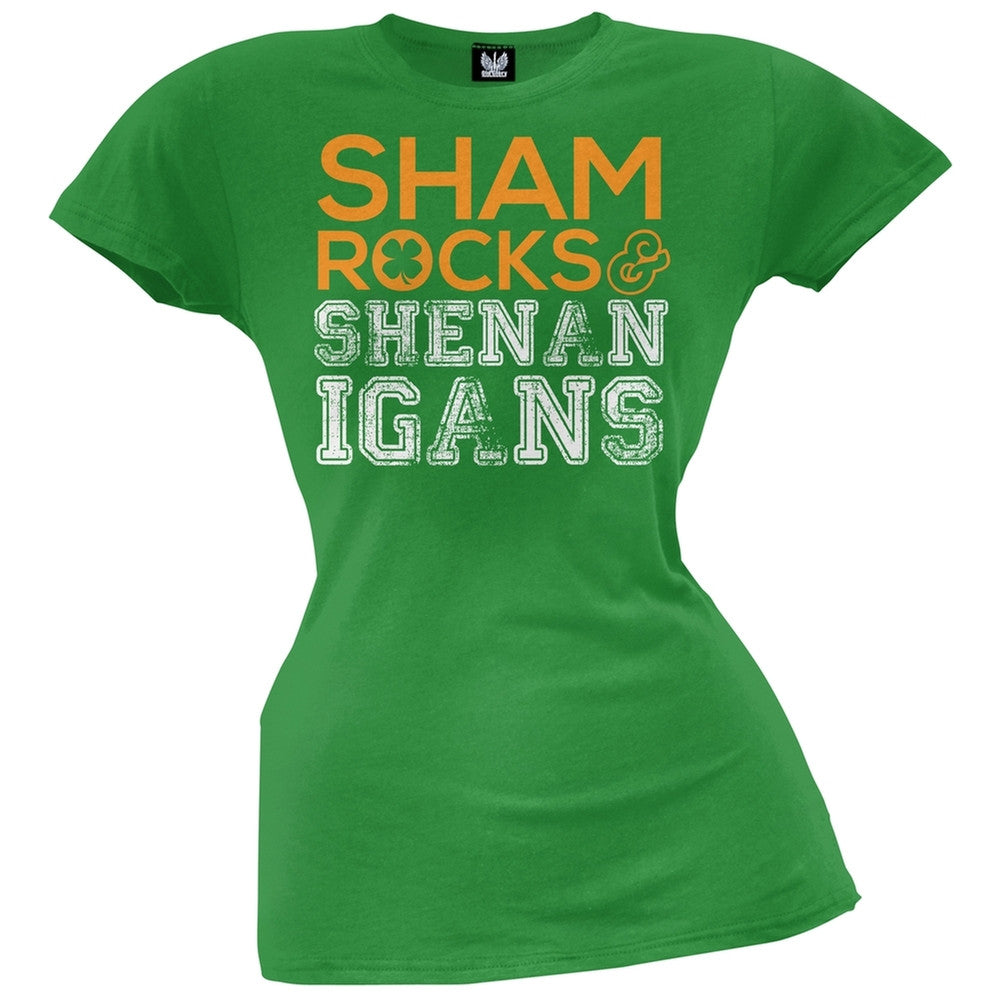 St. Patricks Day - Shamrocks & Shenanigans Kelly Juniors Soft T-Shirt Juniors T-Shirts Old Glory
