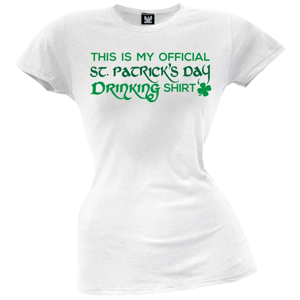 My Official St. Patrick's Day Drinking Shirt Juniors T-Shirt Juniors T-Shirts Old Glory SM White