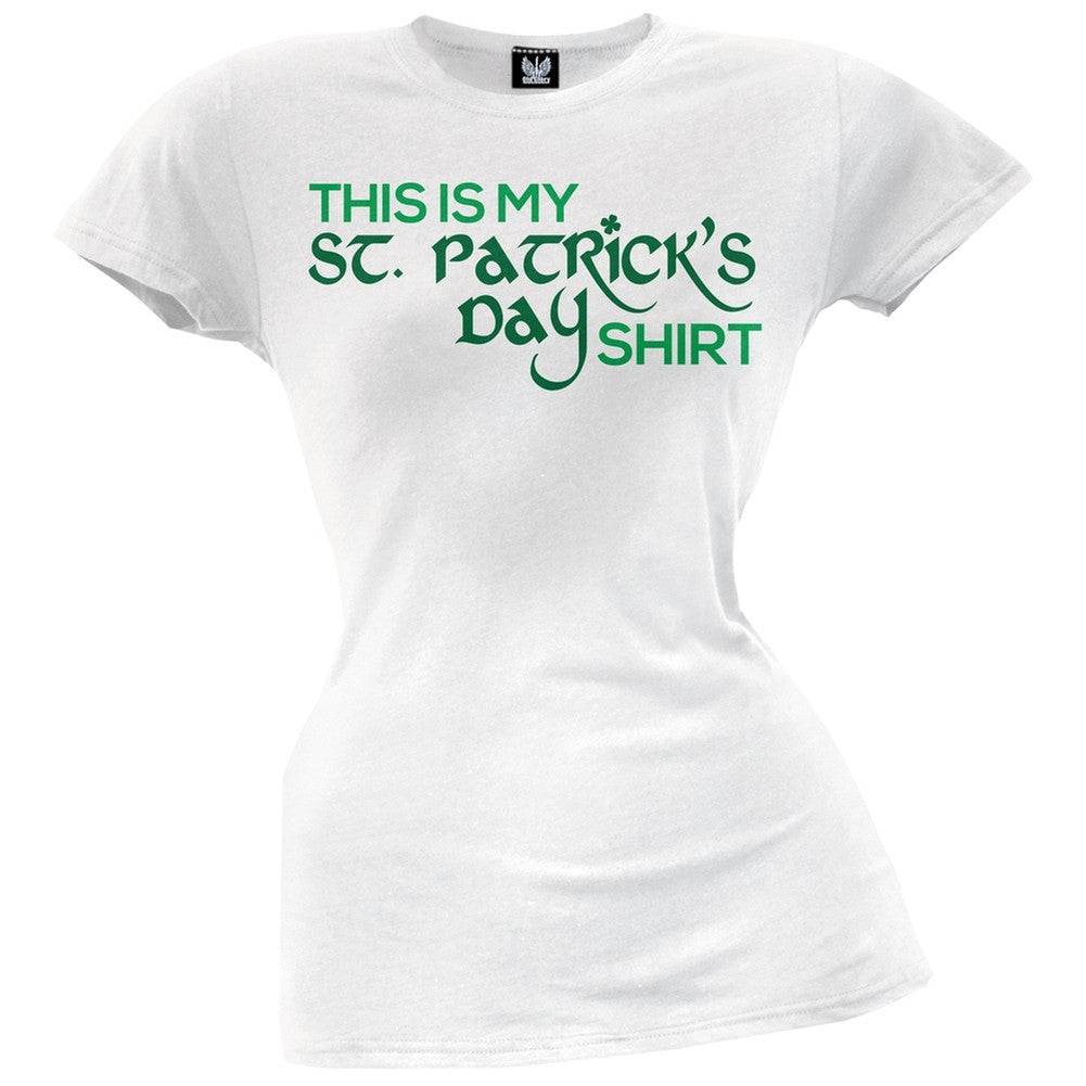 This Is My St. Patrick's Day Shirt Juniors T-Shirt Juniors T-Shirts Old Glory SM White