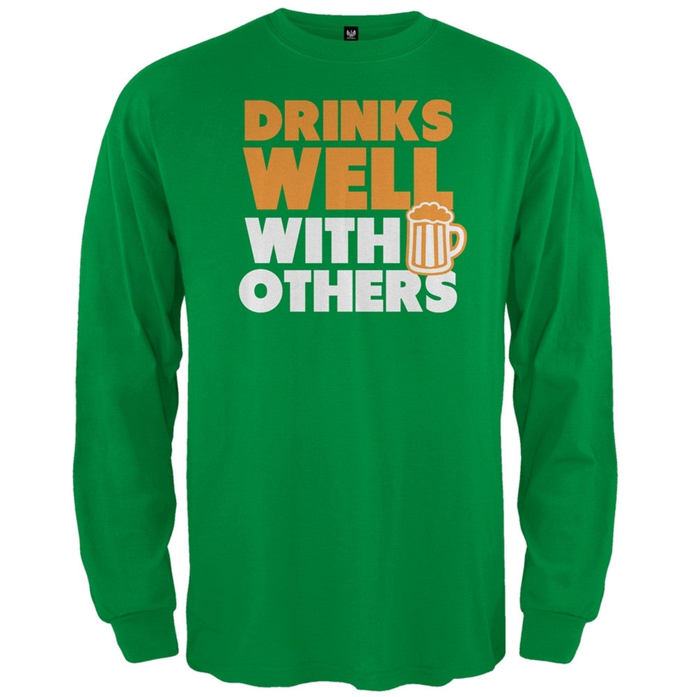 Drinks Well With Others Long Sleeve T-Shirt Men's Long Sleeves Old Glory SM Green