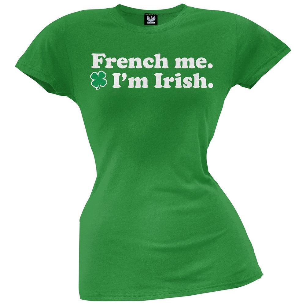 French Me I'm Irish Juniors Green T-Shirt Juniors T-Shirts Old Glory
