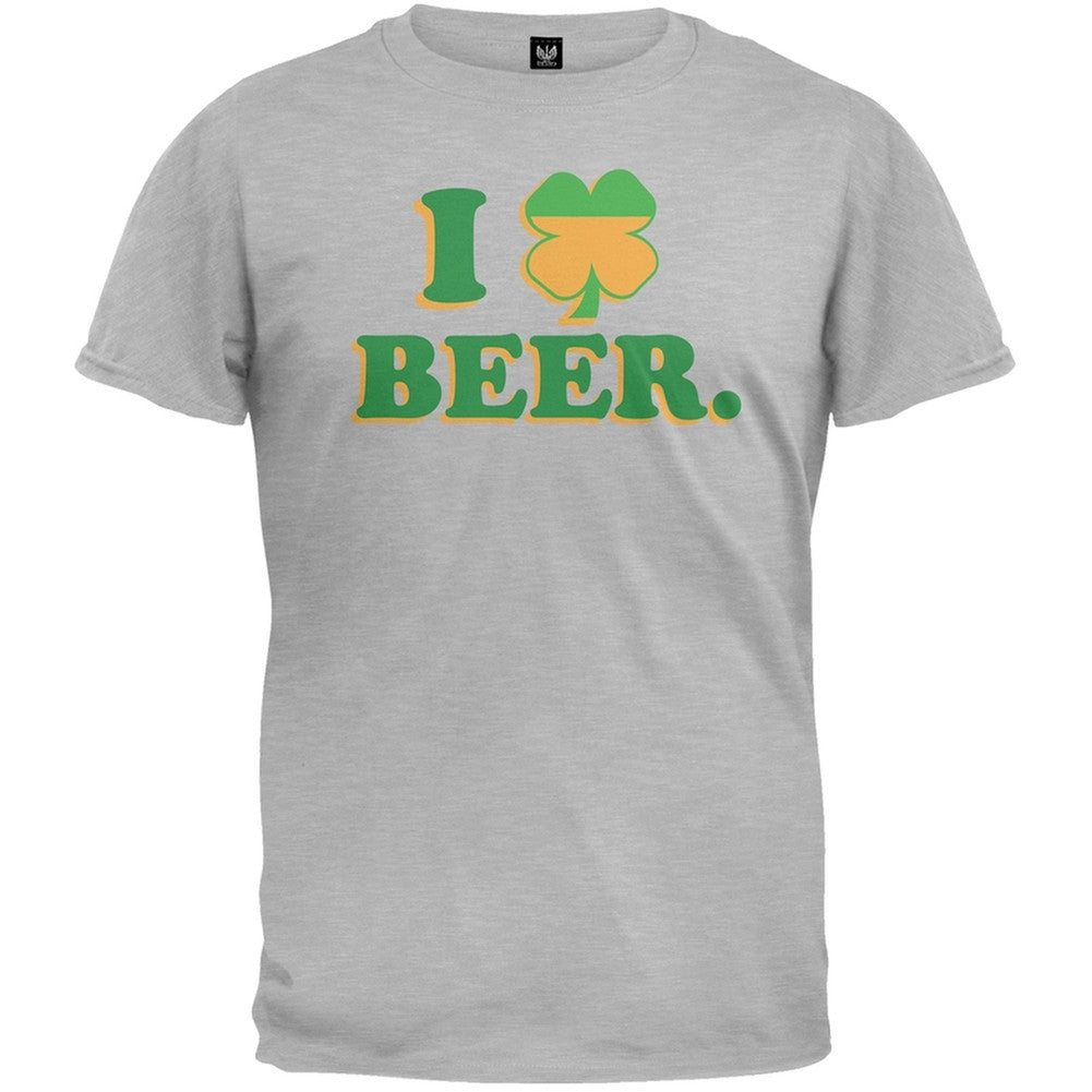 I Shamrock Beer T-Shirt Men's T-Shirts Old Glory SM Grey