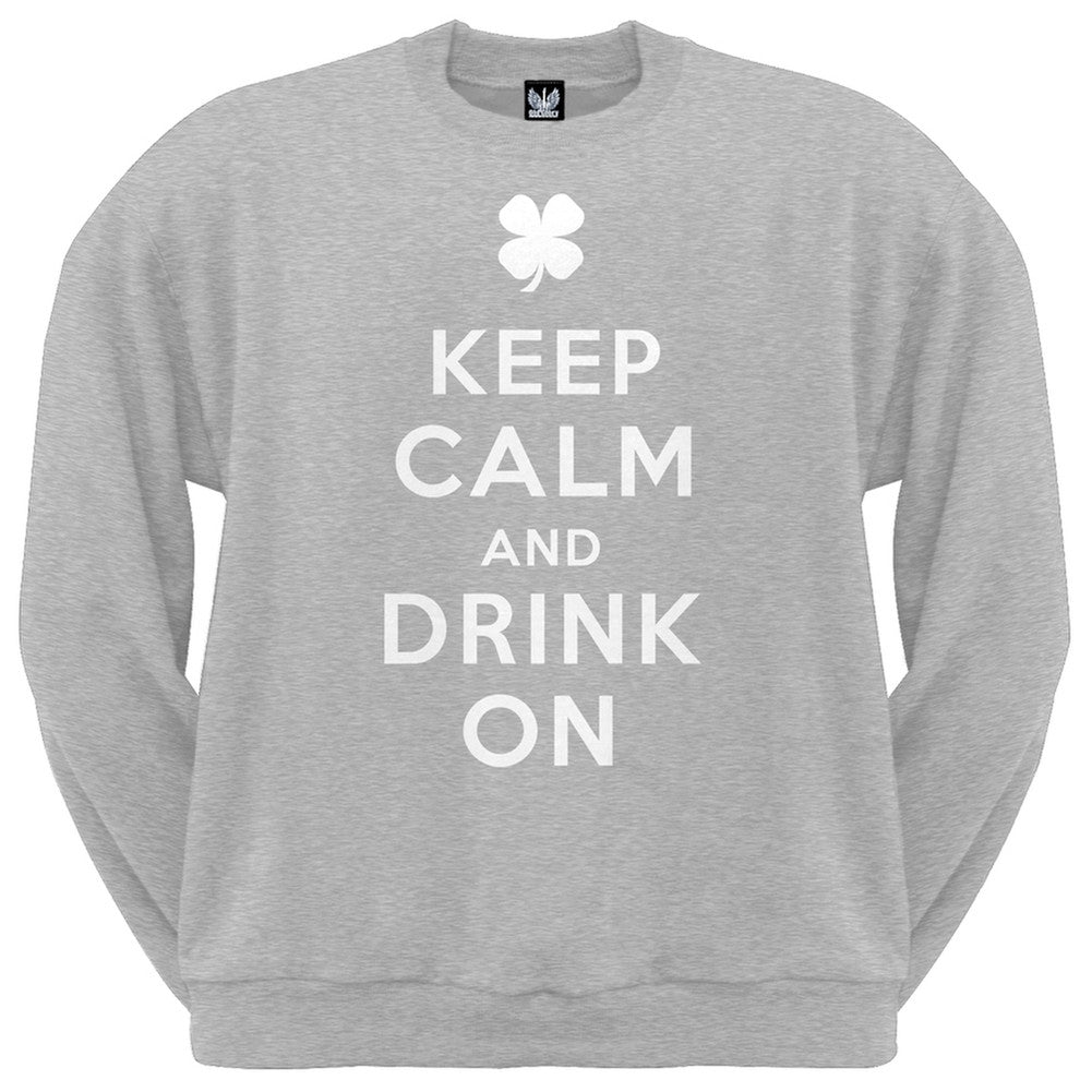 Keep Calm and Drink On Crew Neck Sweatshirt Men's Sweatshirts Old Glory