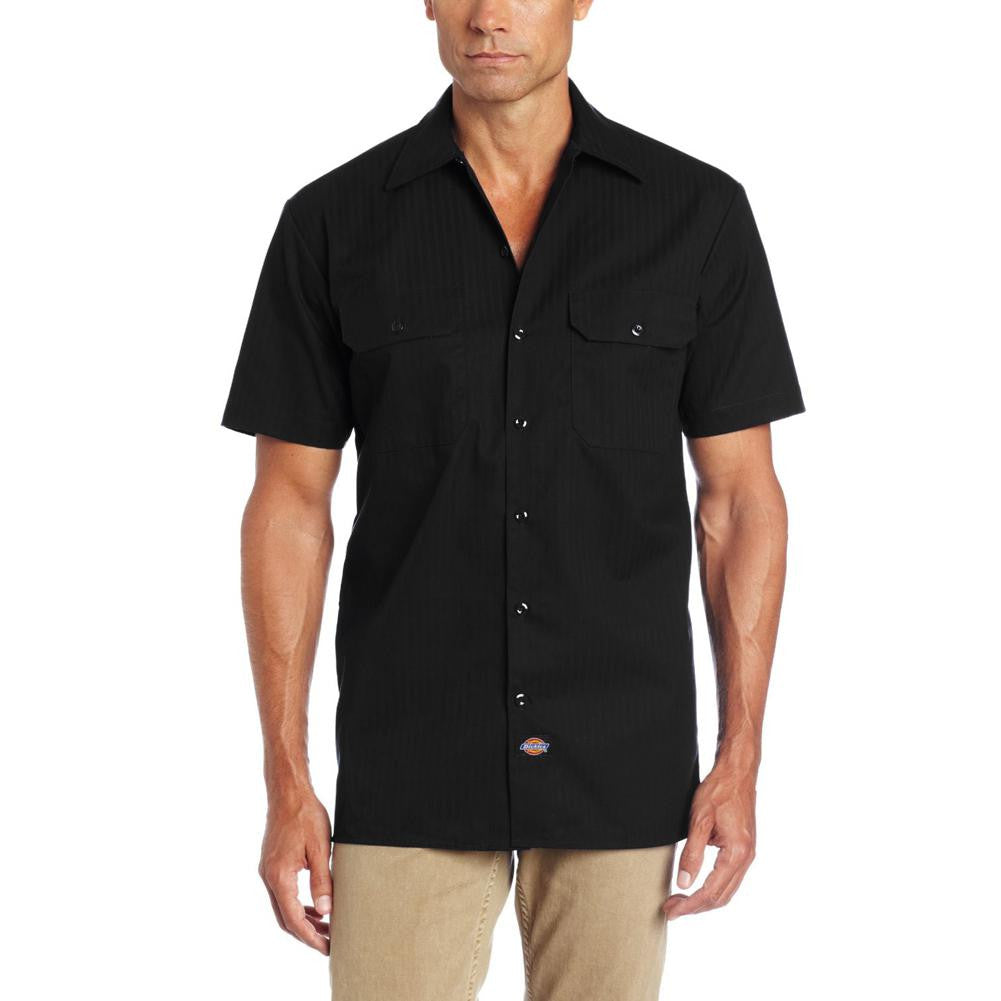Dickies - 515 Black Twill Stripe Short Sleeve Workshirt Men's Work Shirts Dickies MD Black