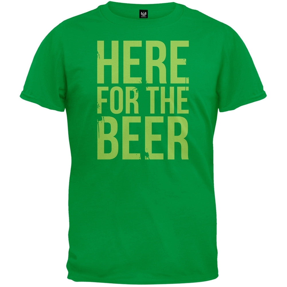 Here For The Beer T-Shirt Men's T-Shirts Old Glory SM Green