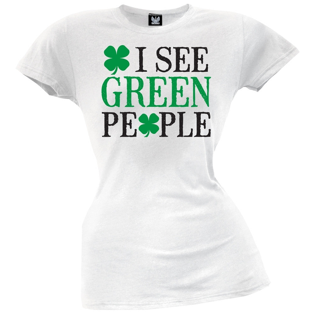 St. Patricks Day - I See Green People Juniors T-Shirt Juniors T-Shirts Old Glory