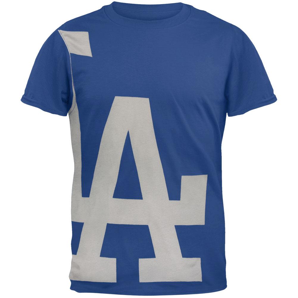 Los Angeles Dodgers - Overgrown Logo Soft T-Shirt Men's T-Shirts Los Angeles Dodgers SM Blue
