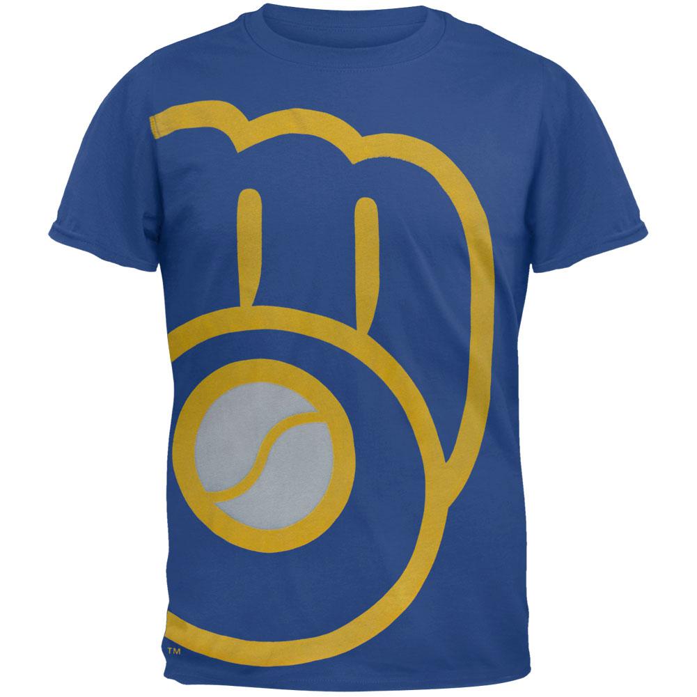 Milwaukee Brewers - Overgrown Logo Soft T-Shirt Men's T-Shirts Milwaukee Brewers 2XL Blue