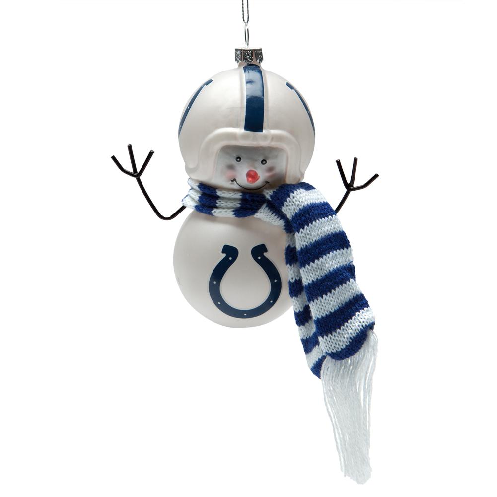 Indianapolis Colts - Blown Glass Snowman Ornament Christmas Decorations Old Glory OS Multicoloured