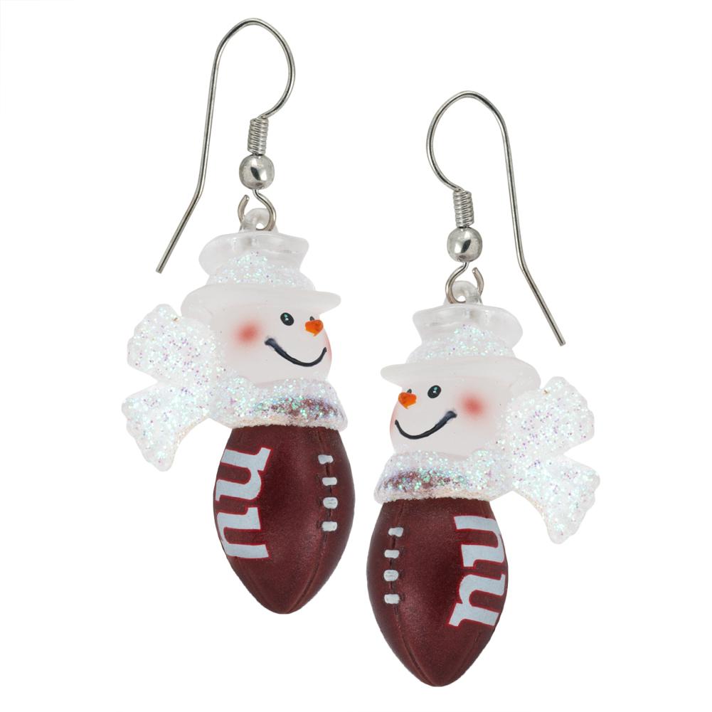 New York Giants - Snowman Football Dangle Earrings Dangle Earrings Old Glory OS Multicoloured