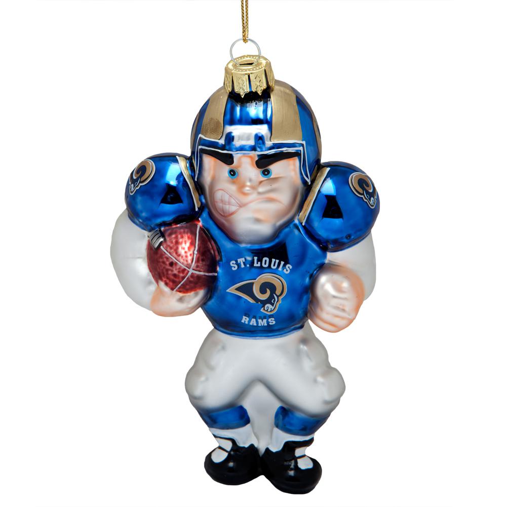 St. Louis Rams - Blown Glass Football Player Ornament Christmas Decorations Old Glory OS Multicoloured