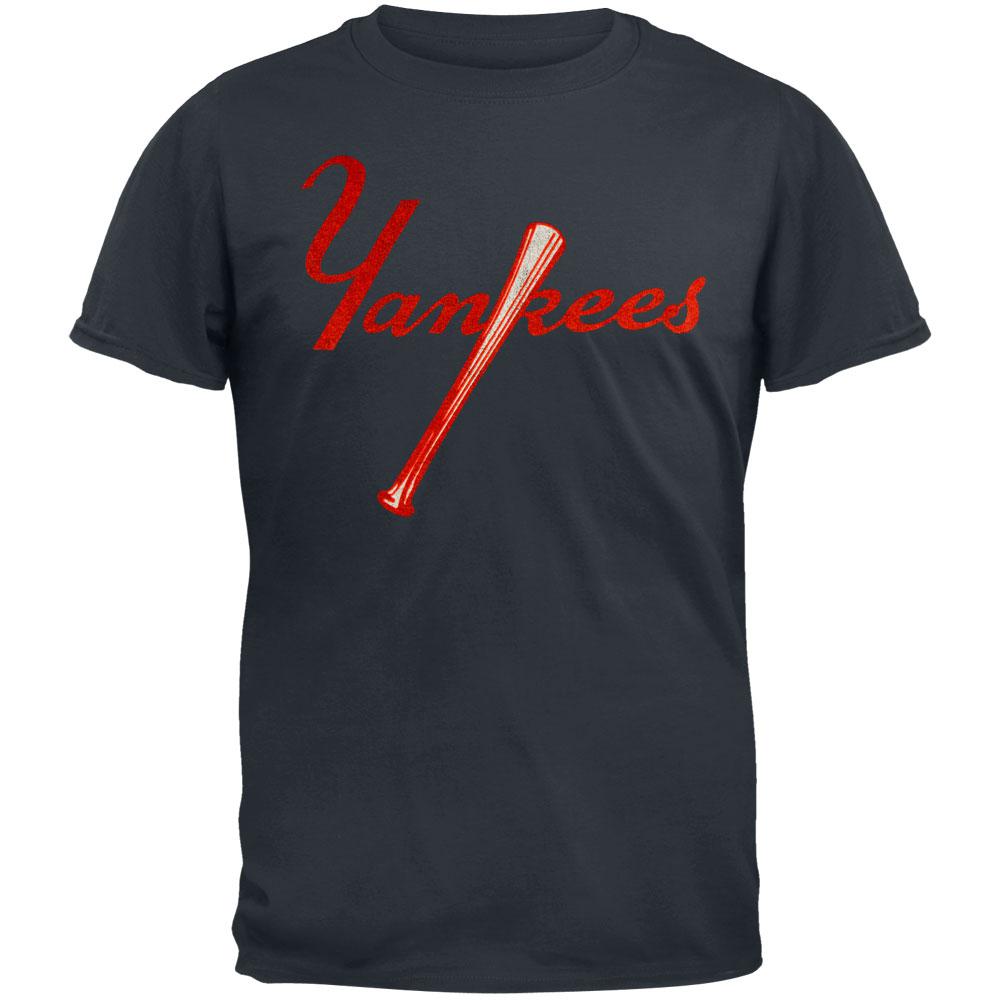 New York Yankees - Vintage Bat Logo Soft T-Shirt Youth T-Shirts New York Yankees LG Blue