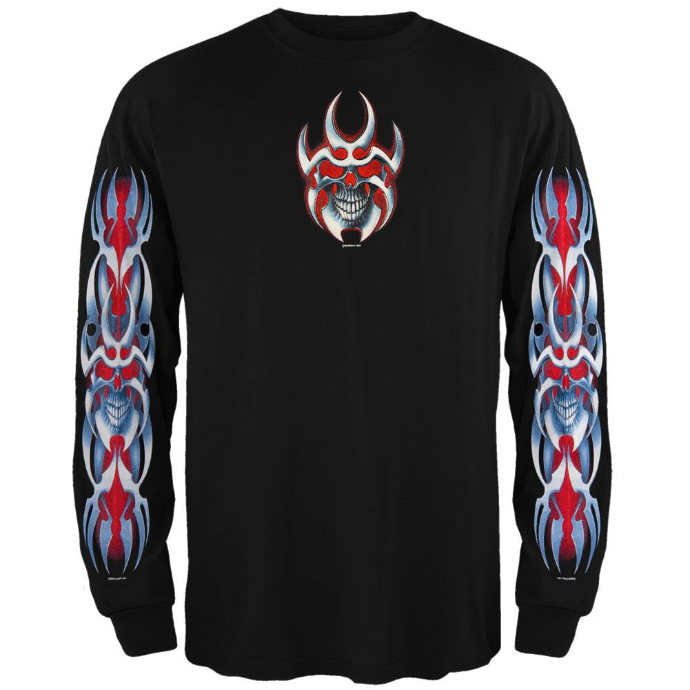 Tribal Mask Long Sleeve T-Shirt Men's Long Sleeves Old Glory 2XL Black