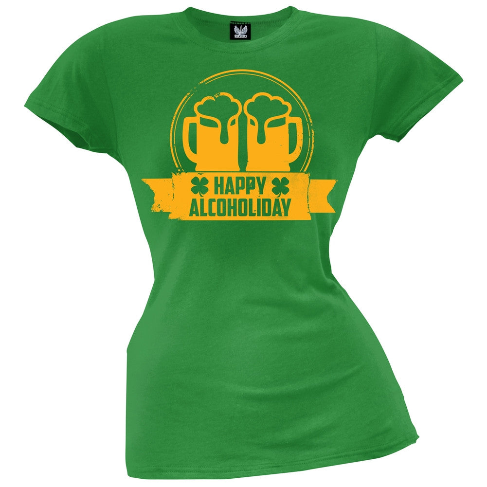 Happy Alcoholiday Juniors T-Shirt Juniors T-Shirts Old Glory