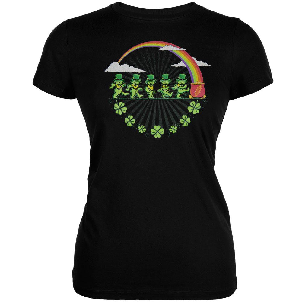 Grateful Dead - Leprechaun Bears Black Juniors T-Shirt Juniors T-Shirts Grateful Dead