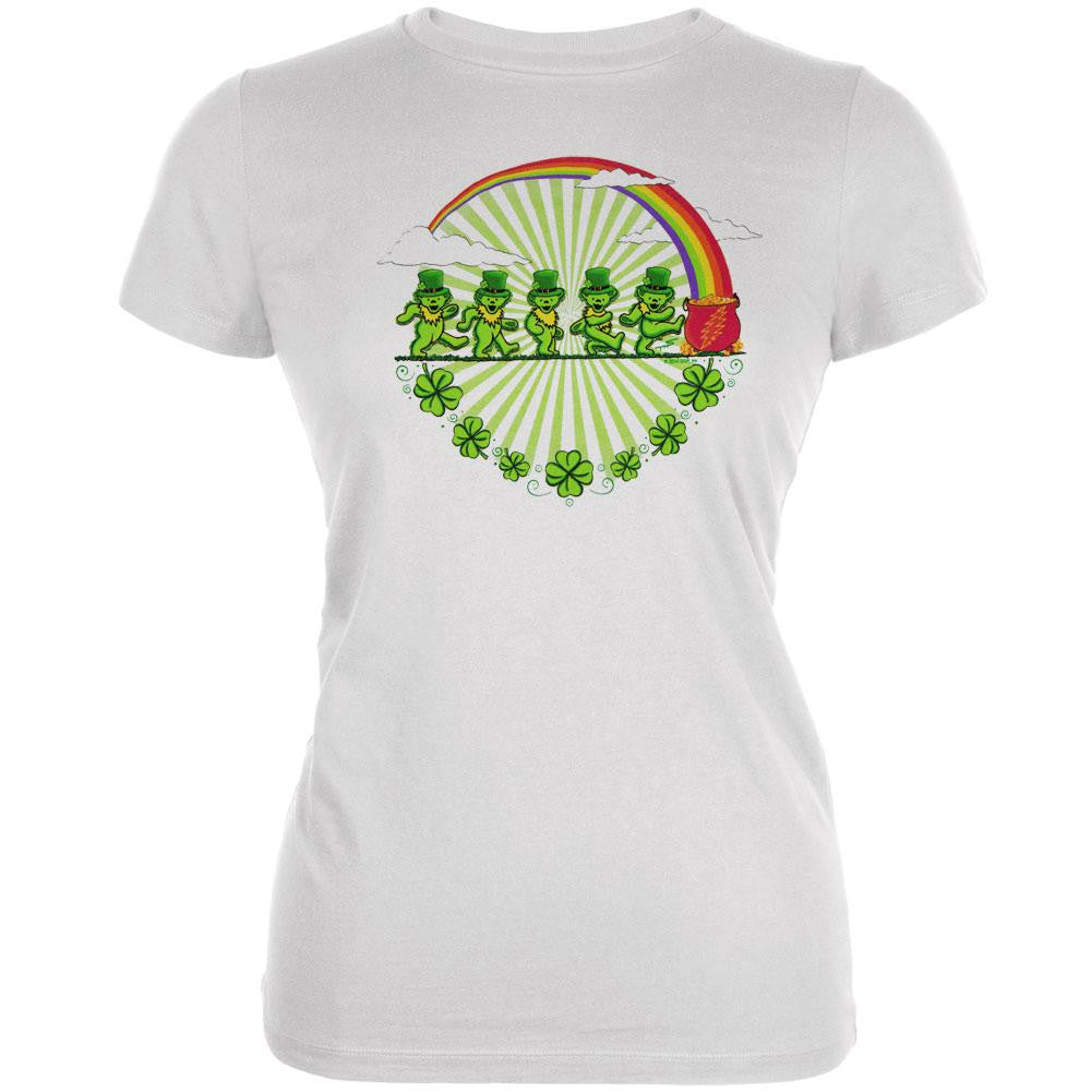 Grateful Dead - Leprechaun Bears White Juniors T-Shirt Juniors T-Shirts Grateful Dead