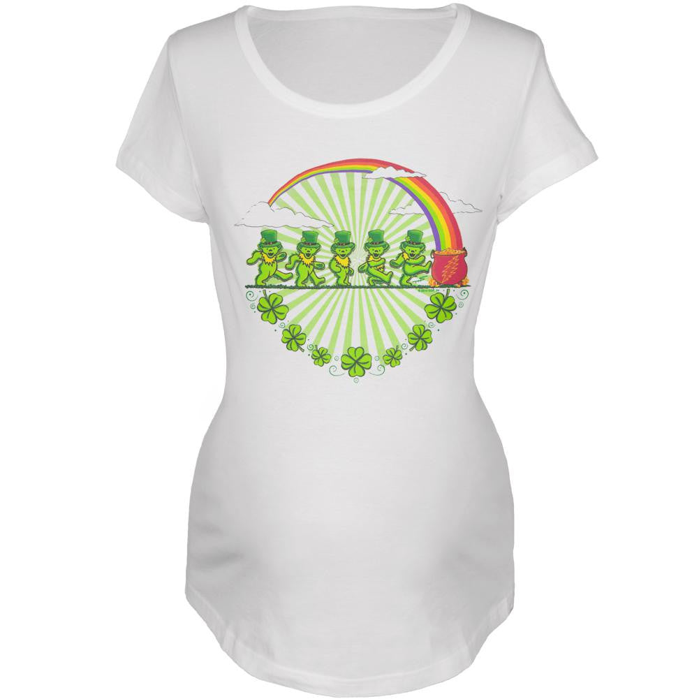 Grateful Dead - Leprechaun Bears White Maternity T-Shirt Maternity T-Shirts Grateful Dead