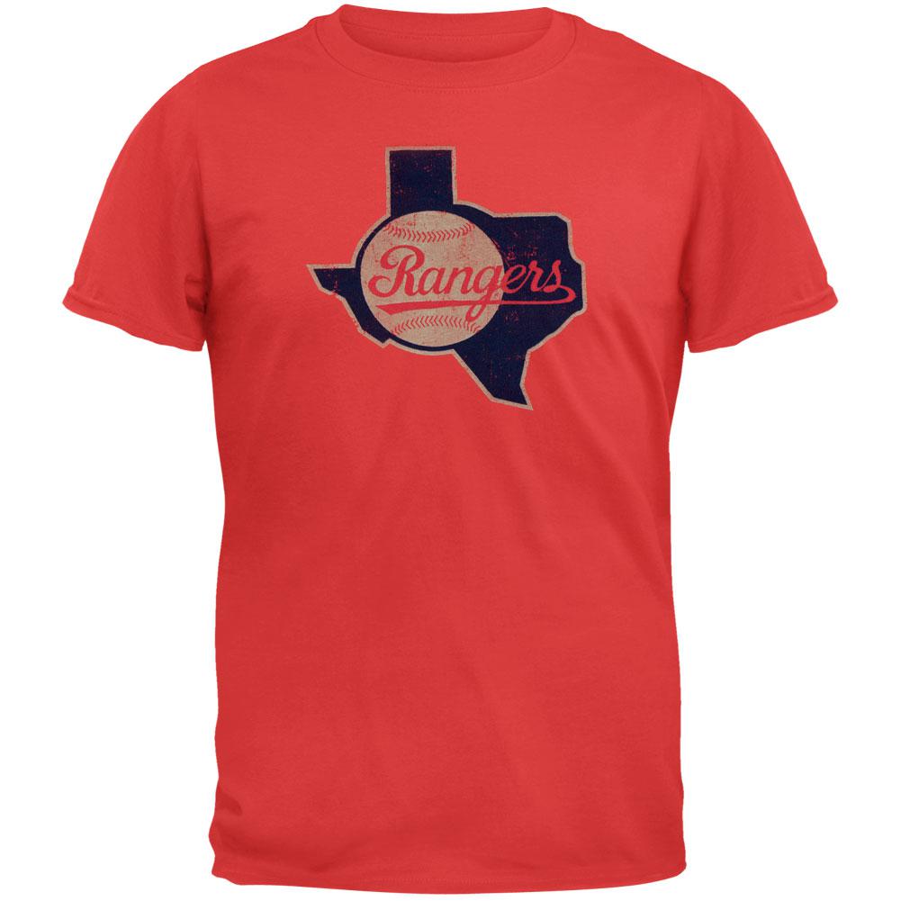 Texas Rangers - State Logo Soft T-Shirt Men's T-Shirts Texas Rangers 2XL Red