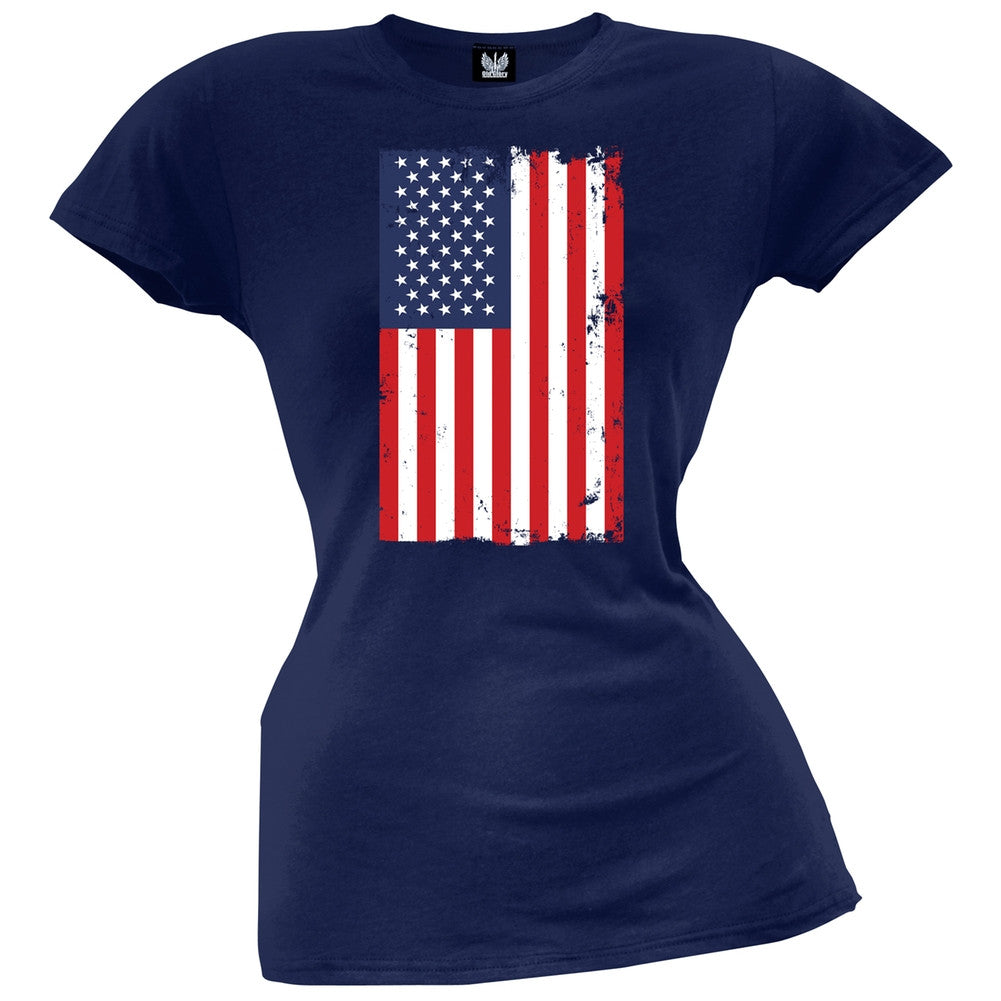Distressed Flag Juniors T-Shirt Juniors T-Shirts Old Glory