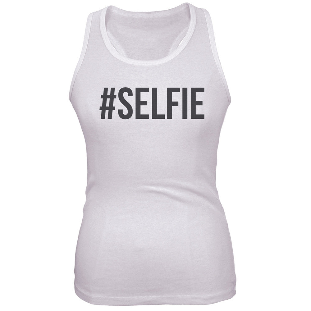 #SELFIE Juniors Tank Top Juniors Tank Tops Old Glory SM White