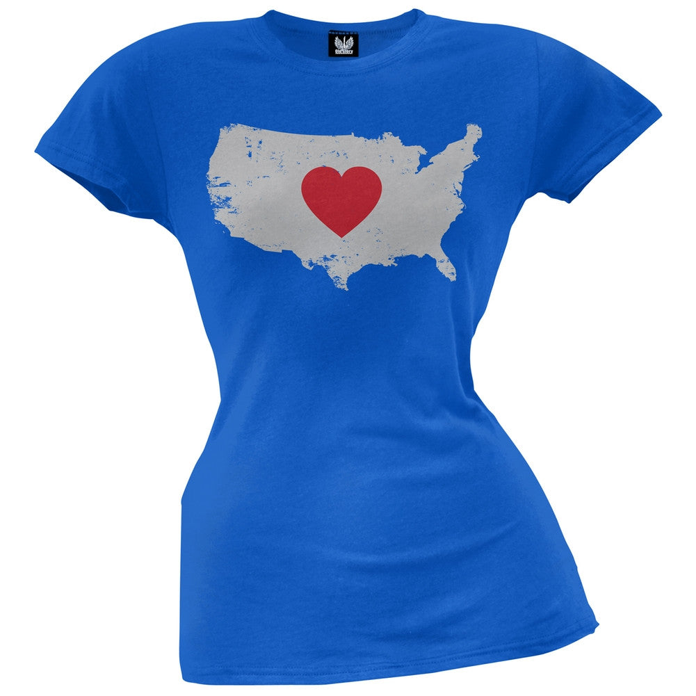 USA Heart Juniors T-Shirt Juniors T-Shirts Old Glory