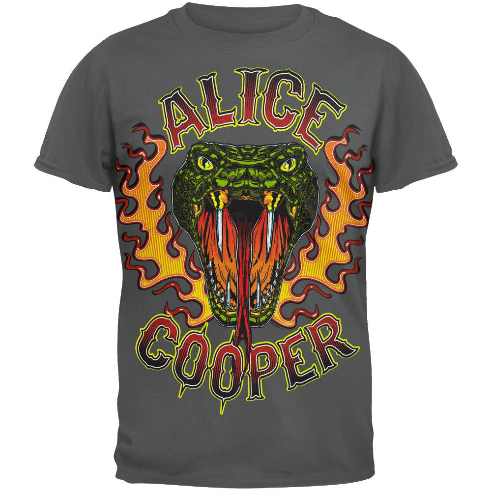 Alice Cooper - Snake Flames Tour T-Shirt Men's T-Shirts Alice Cooper 3XL Grey