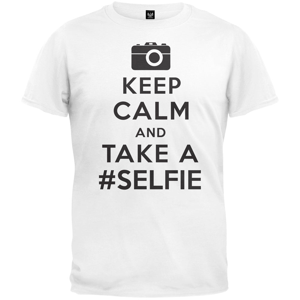 Keep Calm and Take a #SELFIE T-Shirt Men's T-Shirts Old Glory 2XL White