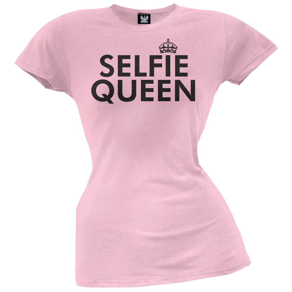 SELFIE Queen Pink Juniors T-Shirt Juniors T-Shirts Old Glory
