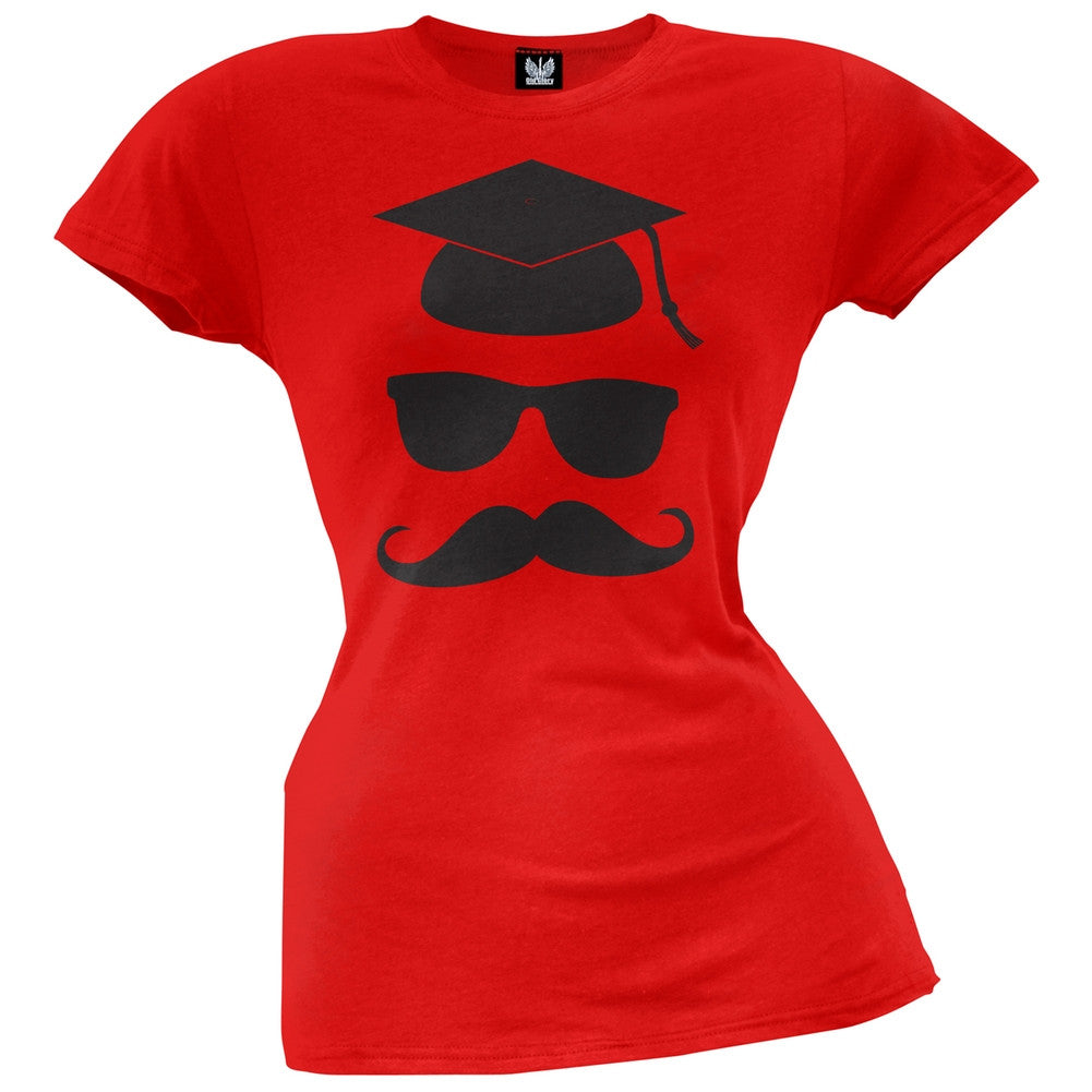 Mustache Graduate Juniors T-Shirt Juniors T-Shirts Old Glory