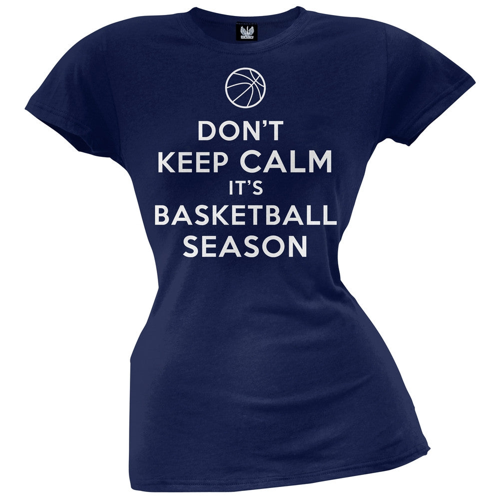 Don't Keep Calm It's Basketball Season Juniors T-Shirt Juniors T-Shirts Old Glory 2XL Dark Blue