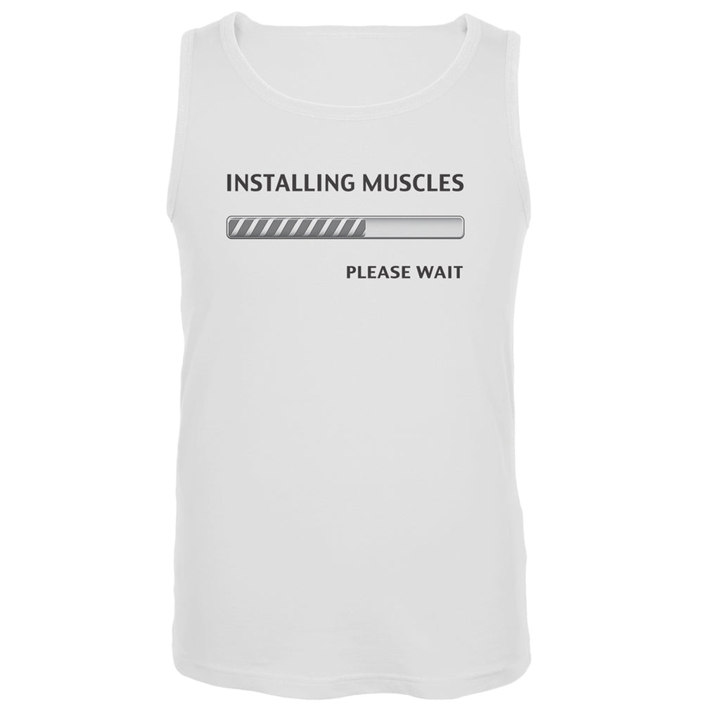 Installing Muscles White Tank Top Men's Tank Tops Old Glory LG White