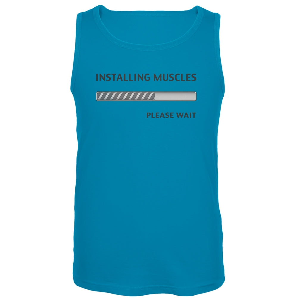 Installing Muscles Blue Tank Top Men's Tank Tops Old Glory LG Blue