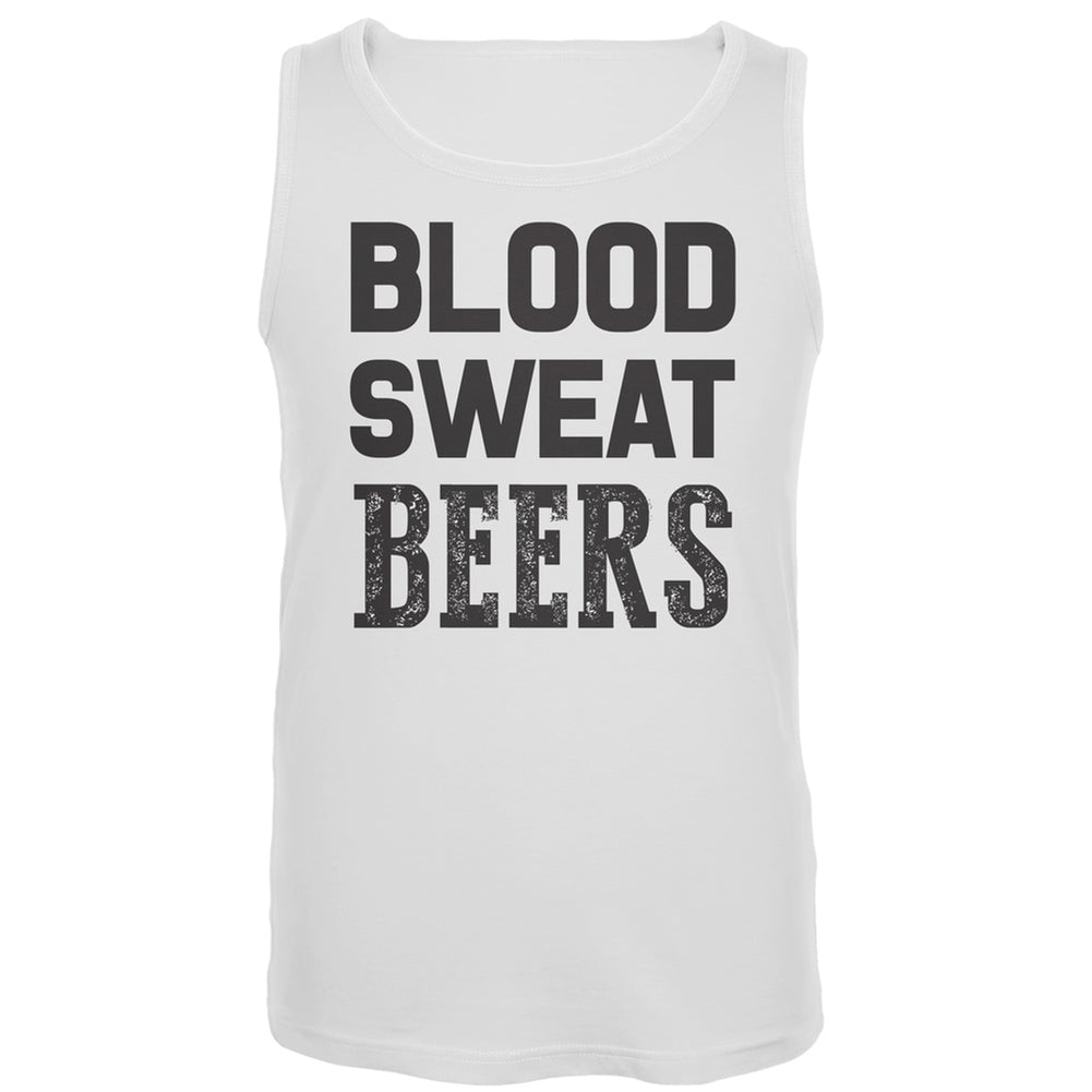 Blood Sweat Beers White Tank Top Men's Tank Tops Old Glory SM White