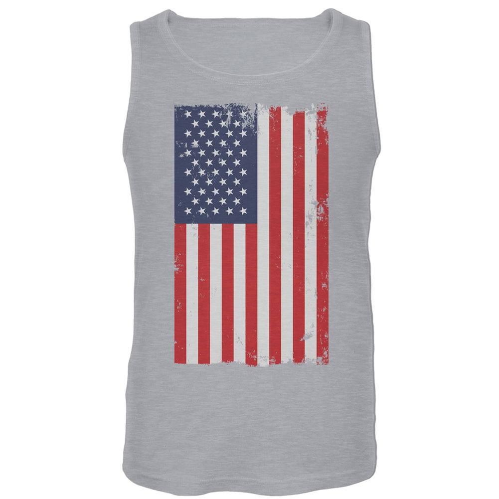 Distressed Flag Grey Tank Top Men's Tank Tops Old Glory LG Grey