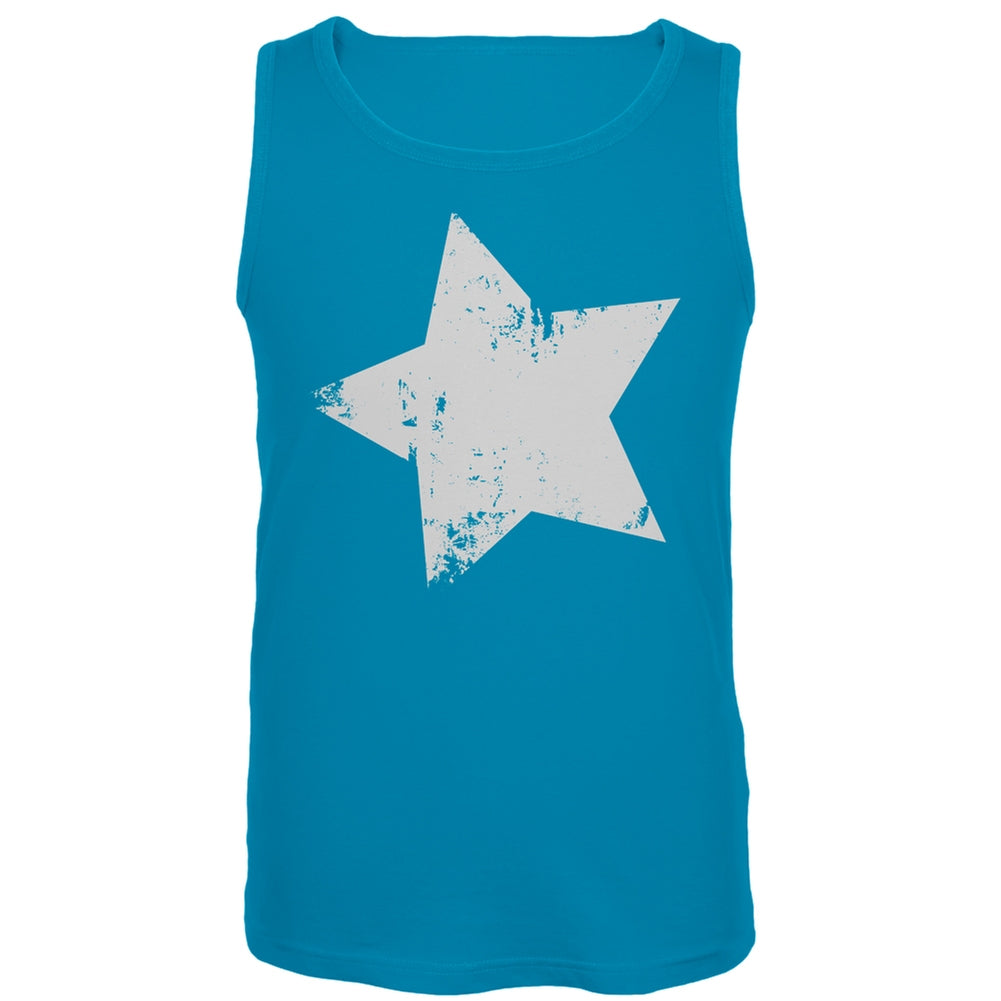 Distressed Star Blue Tank Top Men's Tank Tops Old Glory LG Blue