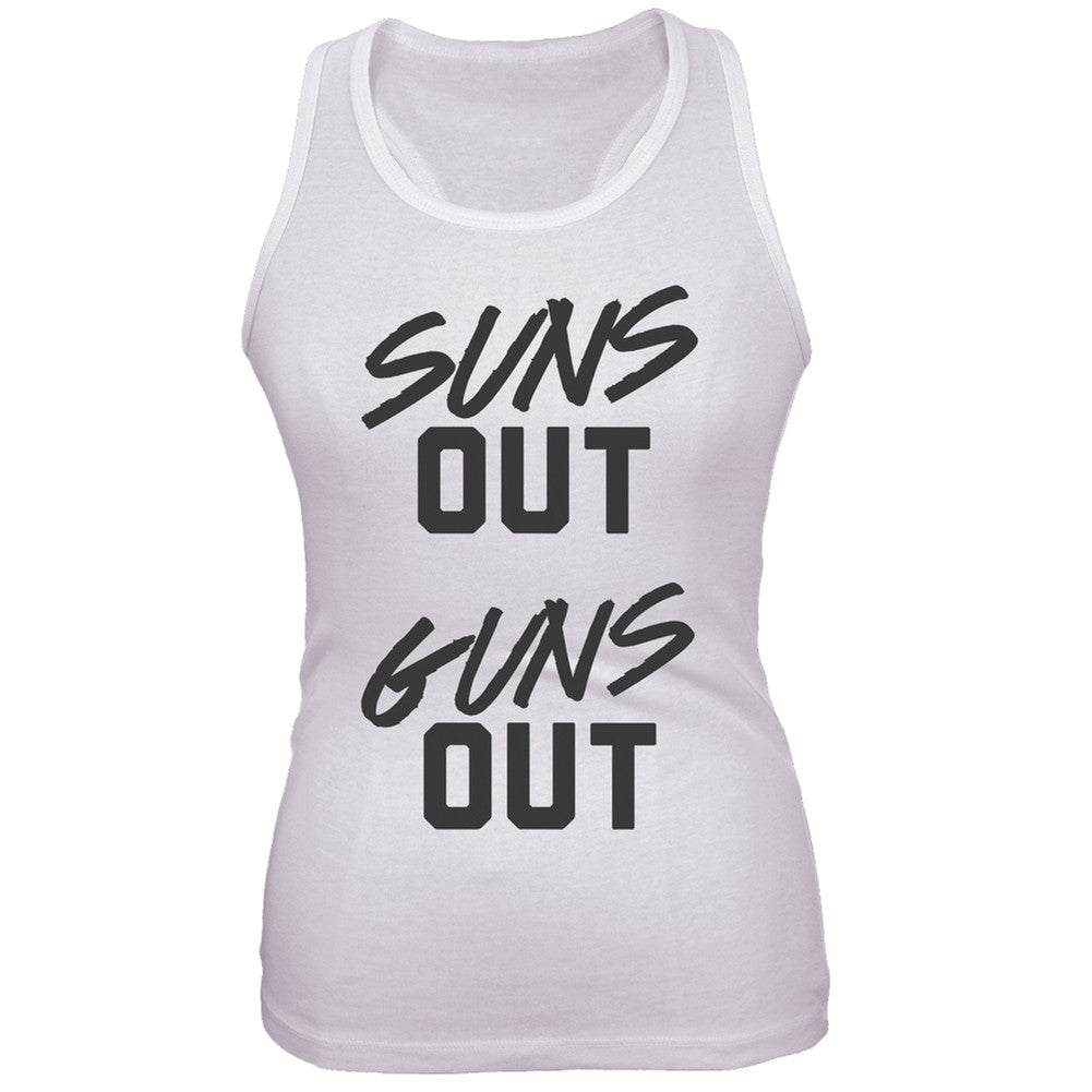 Suns Out Guns Out Juniors Tank Top Juniors Tank Tops Old Glory 2XL White