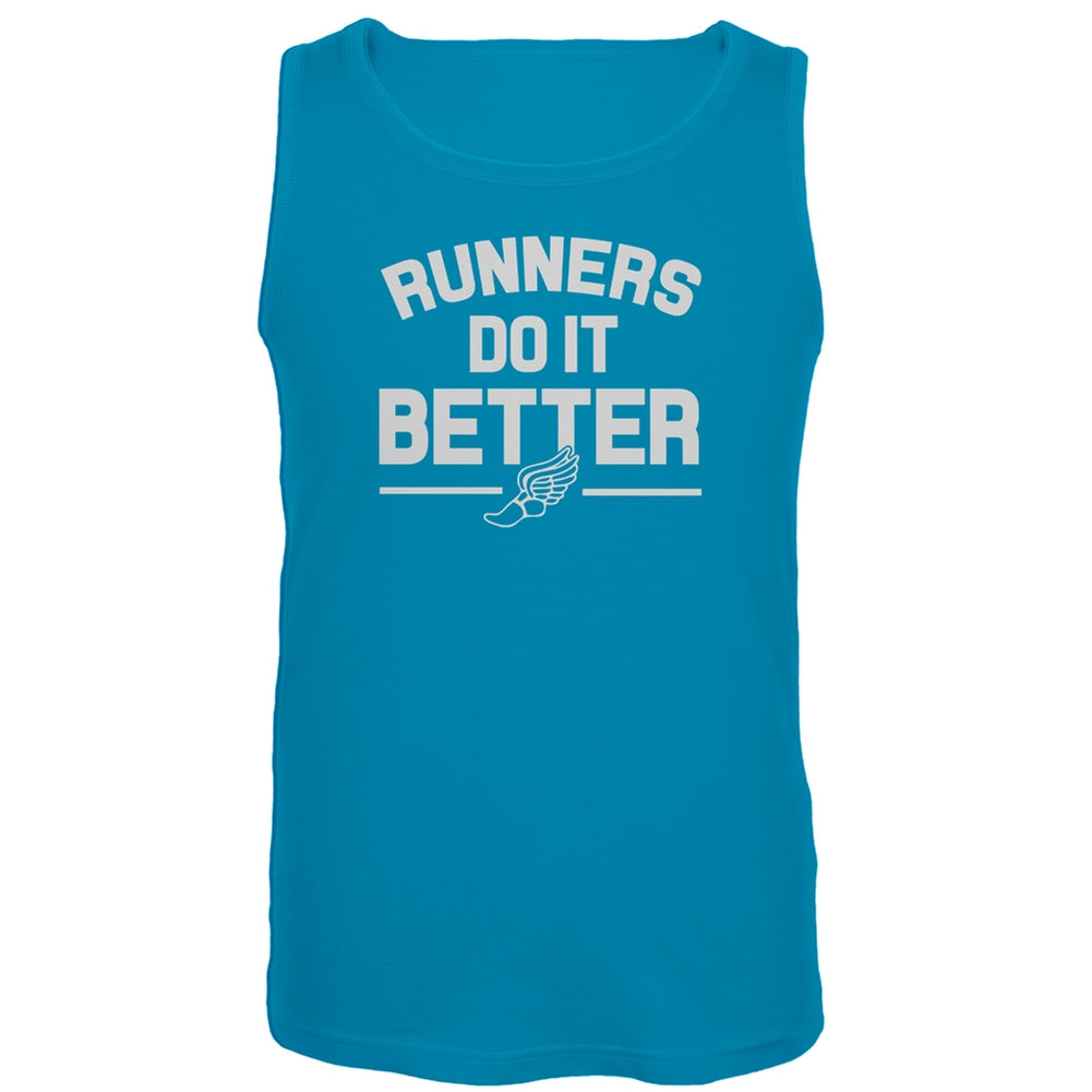 Runners Do It Better Blue Tank Top Men's Tank Tops Old Glory LG Blue