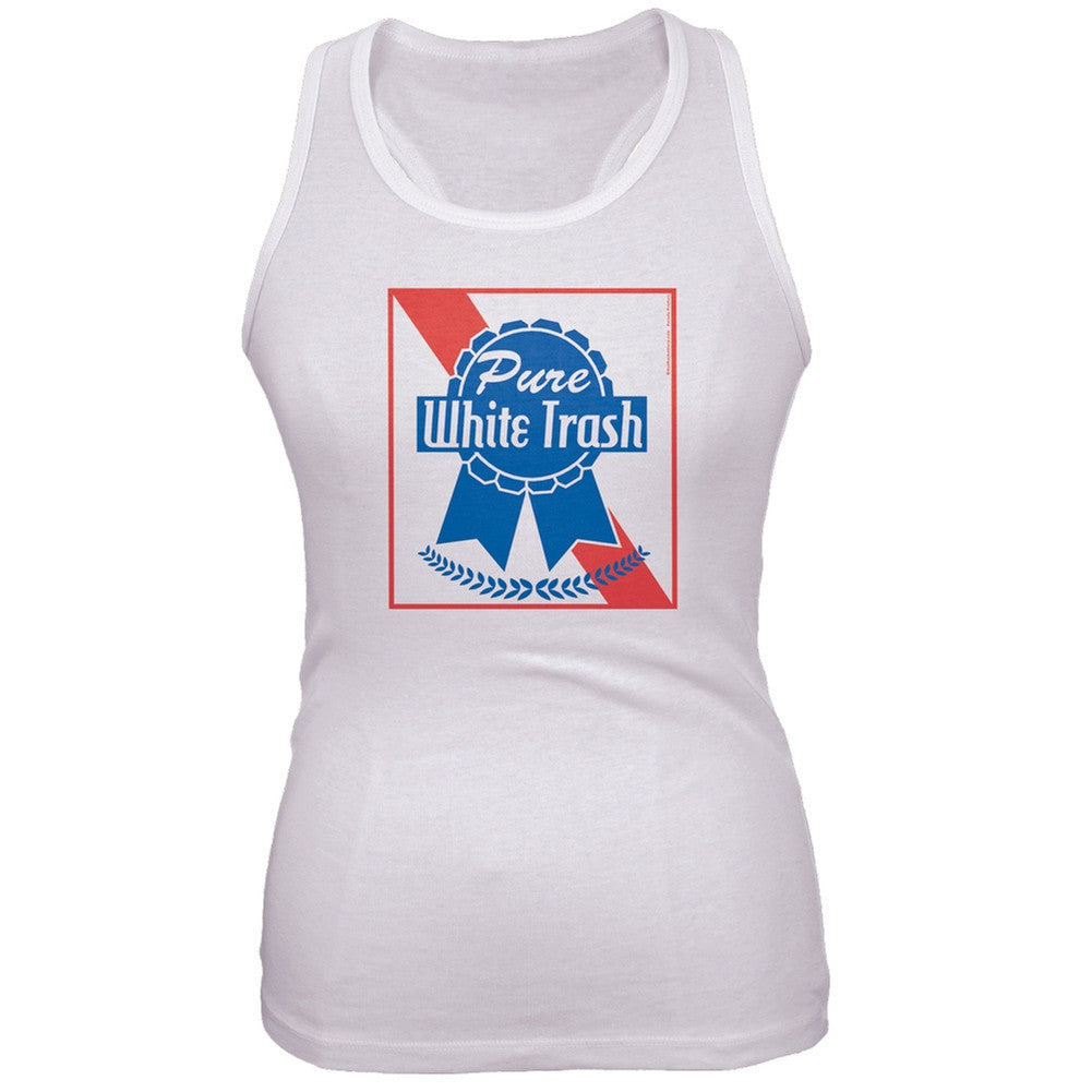 Pure White Trash Juniors Tank Top Juniors Tank Tops Old Glory 2XL White