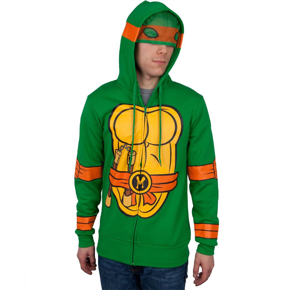 Teenage Mutant Ninja Turtles - I Am Michelangelo Costume Zip Hoodie Men's Hoodies Teenage Mutant Ninja Turtles SM Green