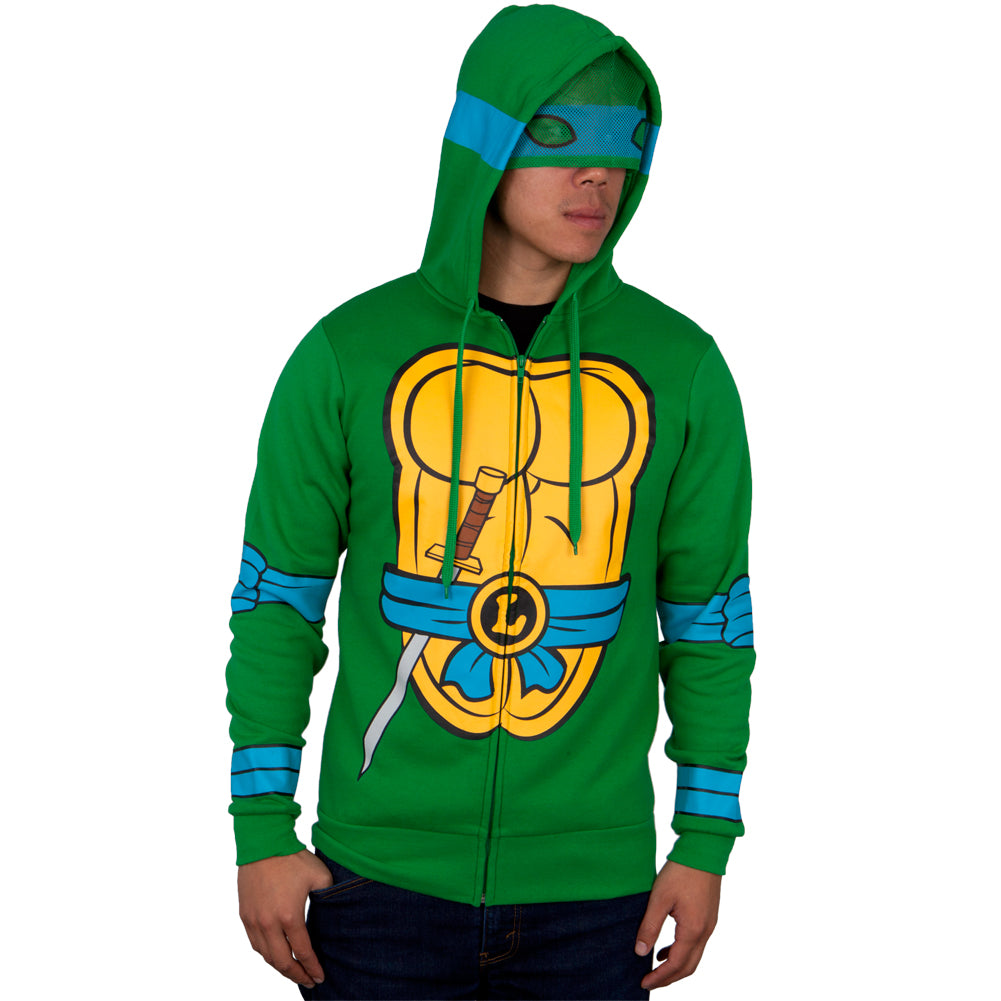 Teenage Mutant Ninja Turtles - I Am Leonardo Costume Zip Hoodie Men's Hoodies Teenage Mutant Ninja Turtles SM Green