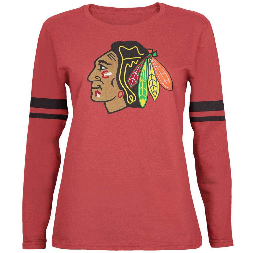 Chicago Blackhawks - Logo Hawaii Juniors Long Sleeve T-Shirt Juniors Long Sleeves Chicago Blackhawks MD Red