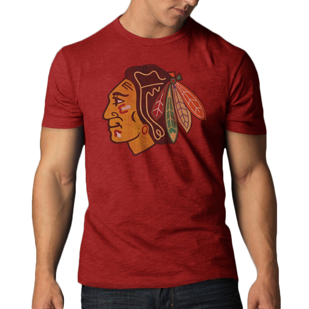 Chicago Blackhawks - Logo Scrum Premium Red Short Sleeve T-Shirt Men's T-Shirts Chicago Blackhawks 2XL Red